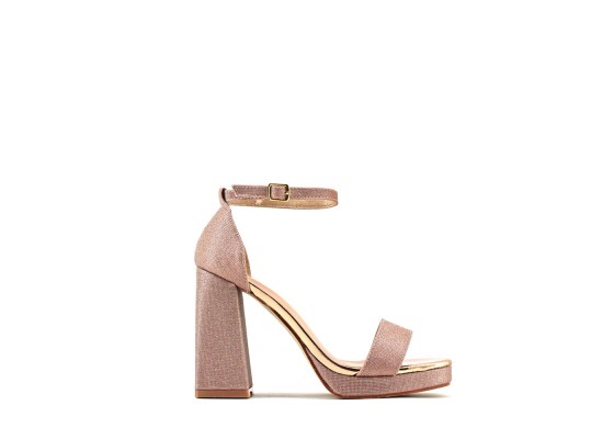 Sandalia Tacón Ancho Fiesta Brillo